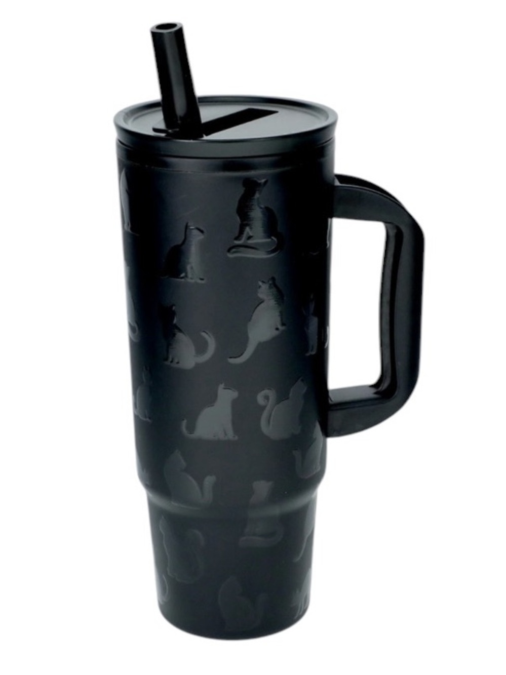 Halloween Theme Tumbler With Straw - Black Spooky Cat